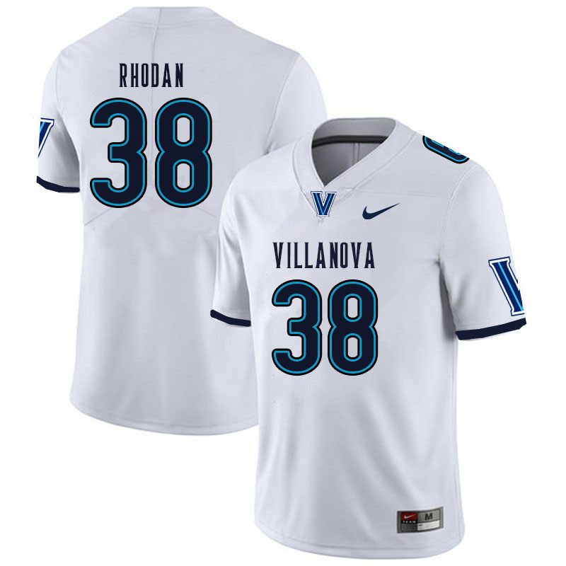 Men #38 John Rhodan Villanova Wildcats College Football Jerseys Sale-White - Click Image to Close